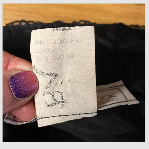 Sz 10 Scott McClintock VTG 80’s 90’s Goth Prom Dress Strapless Black Lace print - Picture 7 of 8